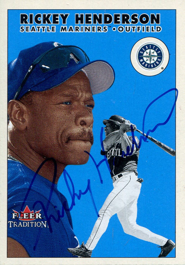 Rickey Henderson Autographed 2000 Fleer Card