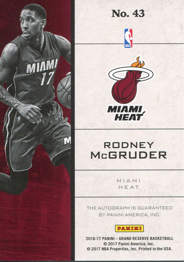 Rodney McGruder Autographed 2016-17 Panini Grand Reserve Rookie Card Back