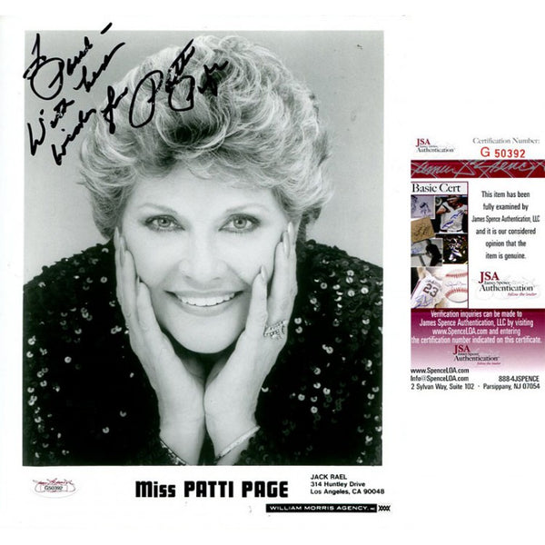 Patti Page Signed 8x10 Photo JSA