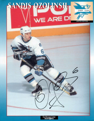 Sandis Ozolinsh Autographed San Jose Sharks 8x10 Photo