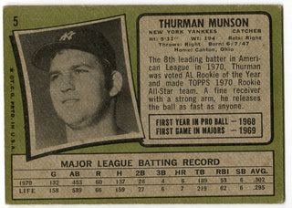 Thurman Munson 1971 Topps Card