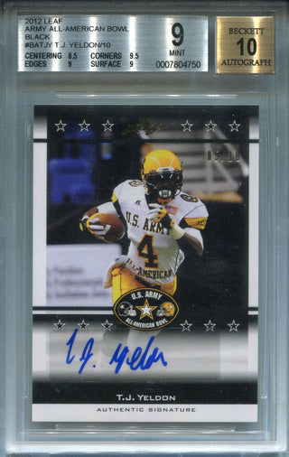 TJ Yeldon Autographed 2012 Leaf Army All-American Bowl Black Rookie Card (BGS)