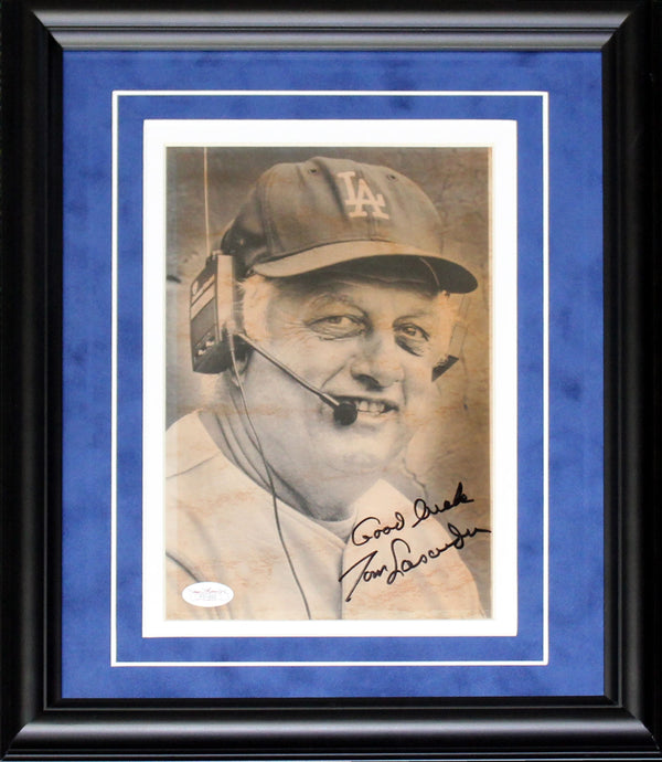 Tom Lasorda Autographed Framed Magazine Page (JSA)