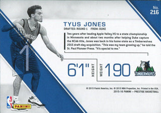 Tyus Jones 2017-18 Panini Contenders Rookie Card Back